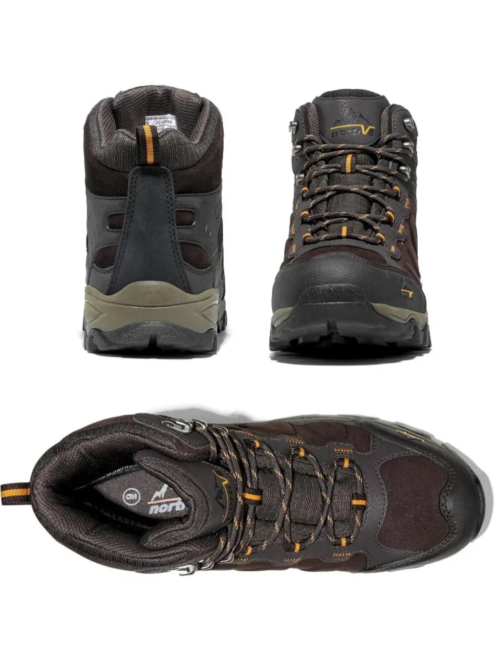 Men's Brown Waterproof Shoes Casual Mid Top Round Toe Non Slip Hiking Boots